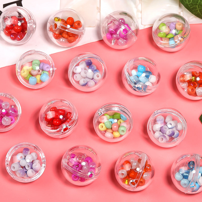 Wholesale 25pcs Rice Beads Filled Bubble Ball Through Hole Round Beads
